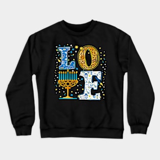 Love Cute Hanukkah Leopard Menorah Pajama Matching Family172 Crewneck Sweatshirt